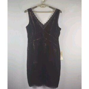 Vintage Bloomingdale brown velvet sleeveless midi dress 90s Y2K